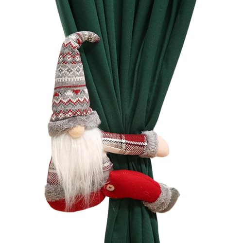 Gnomes Drapes Raffhalter – Weihnachtsvorhänge Schnalle Puppe | Cartoon weiche Weihnachtswichtel Vorhänge Raffhalter, multifunktionale Puppenvorhänge, Halter, kreative Weihnachtsfensterdekoration für von Toliya