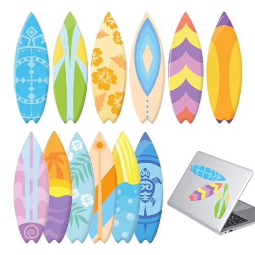 Kinder Aufkleber - 60 Surfbrett Strand Themed Decals | Strandaufkleber, 60 Kinder Aufkleber, Multi Color Surfboard Beach Stickers, Surfboard Beach Themed Decals für Wand und Fenster von Toliya