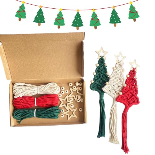 Toliya Baumschmuck Makramee Kit - Makramee Ornamente | Weihnachten Makramee Kit, Kreatives Makramee Kit Weihnachtsdekorationen, Weihnachtsbaum Anhänger, Makramee Starter für Weihnachtsbaum Kamin von Toliya