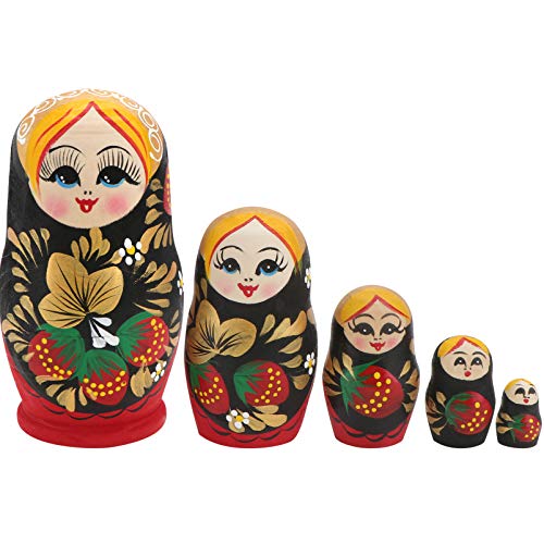 Tomaibaby 5 Stücke Holz Matroschka Puppen Figuren Valentinstag Deko Objekt Matrjoschka Dekofigur Matryoshka Russische Holzfiguren Spielzeug Silvester Tischdeko für Hochzeit Geschenke von Tomaibaby