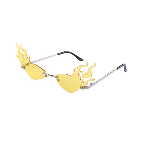 Tomaibaby Mode Flamme Sonnenbrille Feuer Geformte Brille Party Brille Lustige Foto Requisite (Gelbe Linse) von Tomaibaby