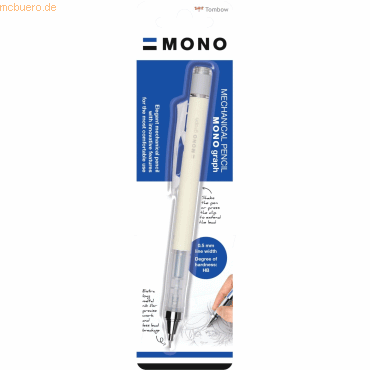 5 x Tombow Druckbleistift Mono graph 0,5mm cremegelb Blister von Tombow