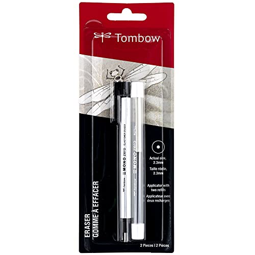 Tombow 57315 Mono Zero Radiergummi und Nachfüllpackung, rund, 2,3 mm. Präzisionsspitze, Stift-Stil, Radiergummi mit Nachfüllpackung, 57315 von Tombow