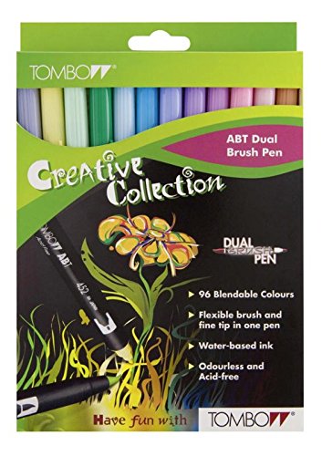 Tombow ABT-12C-2 Fasermaler Dual Brush Pen mit zwei Spitzen, 12-er Set, pastellfarben von Tombow