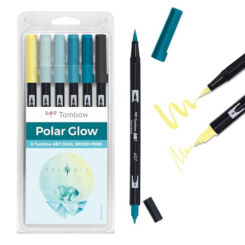 Tombow ABT Dual Brush Pen, Polar Glow, Stift mit zwei Spitzen, perfekt fürs Hand-Lettering und Bullet Journal, wasservermalbar, 6er Set [ABT-6P-POLAR] von Tombow