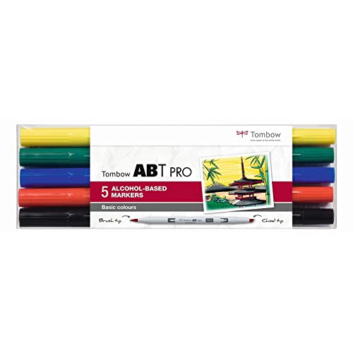 Tombow ABTP-5P-1 Alkoholbasierter Marker ABT PRO zwei Spitzen Basic Colors von Tombow