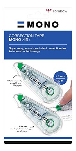 Tombow CT-CA4-2P Korrekturroller Mono air 4, seitliches Abrollen, 4,2 mm x 10 m, transparent, Zweierpack von Tombow