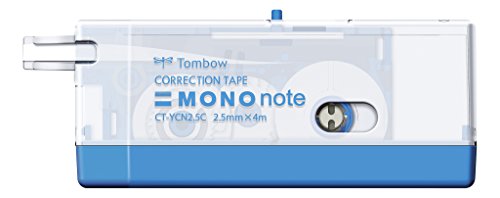 Tombow CT-YCN2.5-BE-B Korrekturroller Mono note seitliches Abrollen, 2.5 mm x 4 m, transparent/blau von Tombow