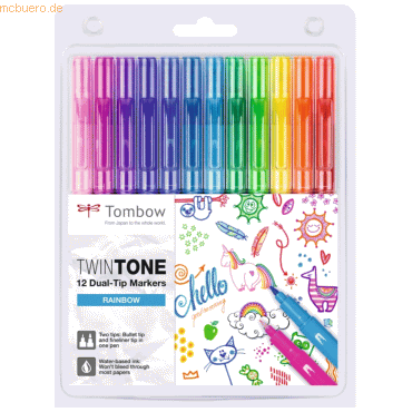 Tombow Doppelfasermaler TwinTone Rund- und Finelinerspitze VE=12 Stück von Tombow