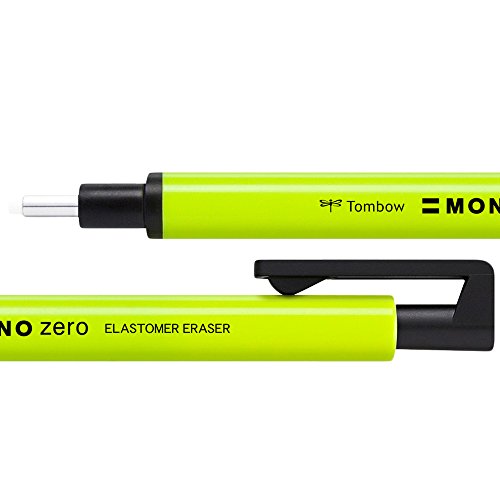 Tombow Präzisionsradierer MONO zero neon gelb, nachfüllbar, pvc frei, latexfrei, runde Spitze, Durchmesser 2,3 mm [EH-KUR53] von Tombow