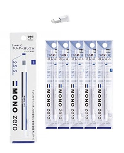 Tombow Mono Zero Radiergummi, 2,5 mm rechteckige Spitze, Stiftform, 5 Packungen (10 Stück) Nachfüllpackungen von Tombow