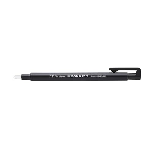 Tombow Präzisionsradierer MONO zero nachfüllbar runde Spitze, Durchmesser 2.3 mm (Schwarz + 2 Refill Radiergummis) von Tombow