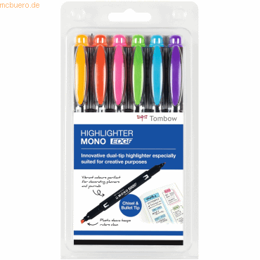 Tombow Textmarker Mono edge Keil- und Rundspitze VE=6 Stück von Tombow