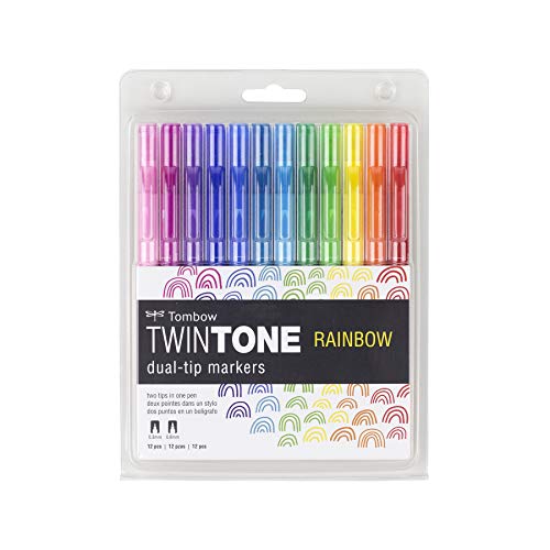 Tombow Tombow Twin Tone Doppelspitz-Marker, 12 Stück, Regenbogenfarben von Tombow