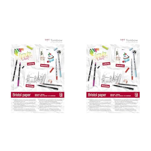 Tombow Zeichenblock Bristol A6 (14,8 x 10,5 cm), 250 g/m², 25 Blatt, PB-MARK-COVER-6, nicht zutreffend (Packung mit 2) von Tombow