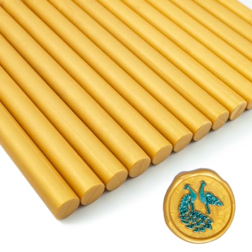 Wachssiegel Stock, Tomgenrine 15 Stück Klebepistole Wachs Siegel Sticks, für Brief Grußkarten Wein Abdichtung Handwerk machen Hochzeit und Party Einladungen(Gold) von Tomgenrine