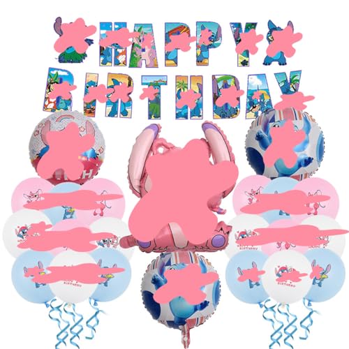 Tomicy Sttch Geburtstag Luftballons Junge Mädchen, Geburtstag Luftballons,24 Stück Kindergeburtstag Deko, Kinder aluminiumfolie Ballon Cartoon Partei liefert von Tomicy