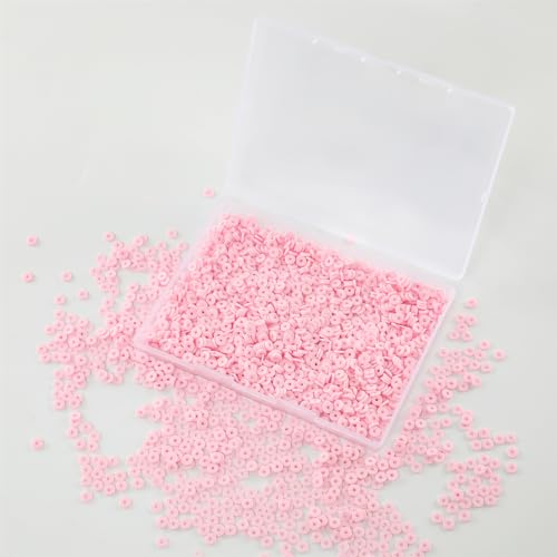 2000 Stück 6 mm Tonperlen mit Box, rosa Polymer-Ton-Perlen für Armbänder, Halsketten, Schmuckherstellung (Rosa) von Tomkulis