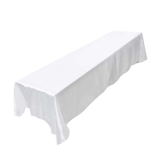 Tomotato Rechteckige Tischdecke, Bankettveranstaltung Stoff Tischdecke Bankett Hochzeitsfeier Tischdecke Dekoration für Hochzeit, Partys, Abendessen, Buffettisch, 145 x 320 cm(Weiß) von Tomotato