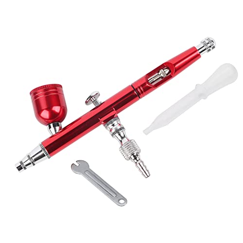 Airbrush Kit, Dual Action Gravity Feed Airbrush Gun 0.3mm Spray Art Paint Tattoo Nail Tool Kit für die Herstellung von Modellen Tattoos Kuchen Dekoration(Rot) von Tomotato