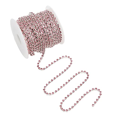 Kristall Strass Schließkette, 10 Yards Bling Näh Strassbesatz für Bastelschmuck, Hochzeitsstrauß DIY Dekoration (Silver base light pink) von Tomotato