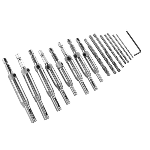 Selbstzentrierender Bohrer Bit Set, Hex Shank Selbst Zentrierende Scharnierscharnier kernbohrmaschine mit 1 Hex Schlüssel 8 Bohrer für Holzbearbeitungstür Scharnier von Tomotato