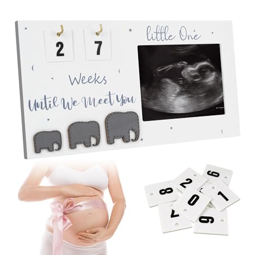 Sonogramm Bilderrahmen, Ultraschall Fotorahmen mit Geburts-Countdown-Wochen, 10,2 x 7,6 cm großes Ultraschall Foto Display für schwangere Frauen und werdende Eltern von Tomotato