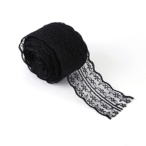 Spitzenband, 4,5 cm Yards, Blumenband, Spitzenstoff, Spitzenborte von der Rolle für Hochzeitseinladungen, Karten, Dekoration(Schwarz) von Tomotato