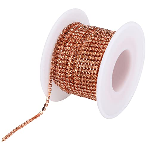 Tomotato 10 Yard Kristall Strass Kettenbesatz, Kristall Diamantbesatz, Krallen Ketten Zubehör für Bastelarbeiten, Nähen, DIY Schmuck, Hochzeits Dekoration(Roségold) von Tomotato