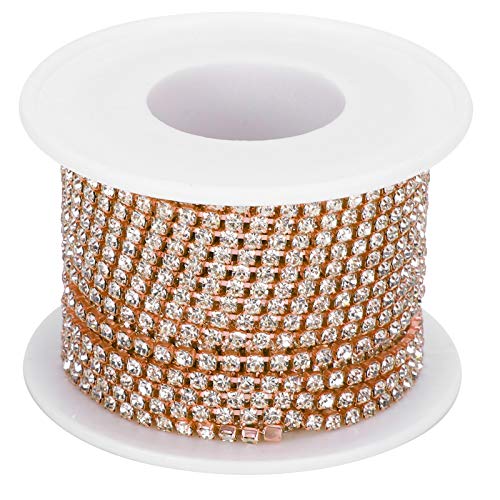 Tomotato 10 Yards 2.5mm Kristall Strass Klaue Kette Trimmen Strasssteine Klaue Kette Diamant Kette Strassband für Bastelarbeiten Kunstwerke Schmuck DIY Handwerk(Gold) von Tomotato