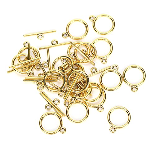 Tomotato 100 Sets Knebelverschlüss, Schmuck Verschluss OT Schnalle Armband Verschluss Verbinder, T Bar Endverschlüsse für Halskette Schmuckherstellung DIY Handwerk(Golden) von Tomotato