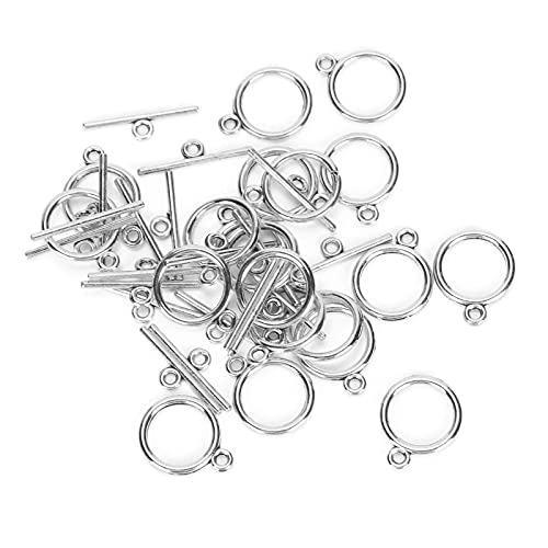 Tomotato 100 Sets Knebelverschlüss, Schmuck Verschluss OT Schnalle Armband Verschluss Verbinder, T Bar Endverschlüsse für Halskette Schmuckherstellung DIY Handwerk(Silber) von Tomotato