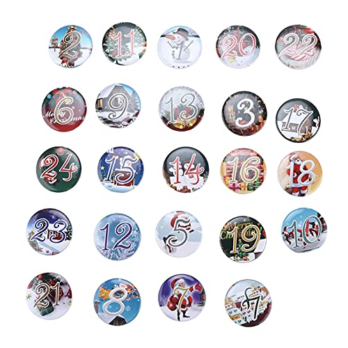 Tomotato 24 Adventskalender Zahlen Buttons Durchnummerierte Anstecker Weihnachten Nummer Anstecker Buttons Nadeln Weihnachtsmotive für DIY Weihnachts Kalendern Dekorieren Pins(24pcs Landschaft) von Tomotato