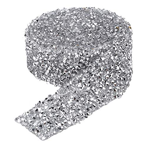 Silber Strassband, 3cm Breit Harz Strassbänder Hotfix Applikation Bling Kette für Brautkleider, Gürtel, DIY Kunsthandwerk Dekoration(180cm) von Tomotato