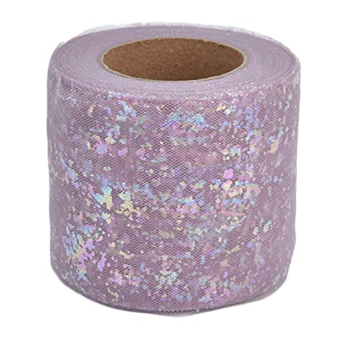 Tüll Stoff 25 Yards 6cm Dekostoff Tüll Rolle mit Kleine Pailletten Zierband Rolle Tüllband DIY Dekoration Pailletten Tüllrolle für Weihnachten Party Hochzeit Dekostoff(Violett) von Tomotato