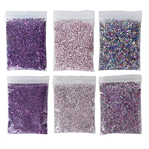 Tomotato Buntes Zerkleinertes Glas Deko, Unregelmäßige Glänzende Glassplitter Glänzender Formfüller Glitter Dekoration für Nail Arts und Schmuck Dekoration von Tomotato