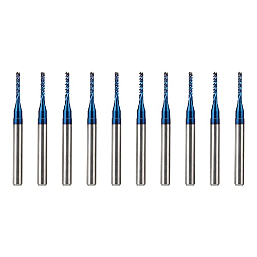 10pcs Carbide Router Blue Mais Endmühle Gravur für CNC -Maschinen -Leiterplattenplatine (1,4 mm) von Tomvorks