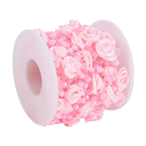 Rose Perlendraht Perlen Girlande Schnur DIY Hochzeitsdekoration für Party Weihnachten Braut Haarschmuck 10m/Rolle (Rosa) von Tomvorks