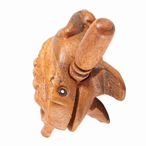 Traditionelles Thailändisches Kunsthandwerk aus Holz, Glücklicher Frosch, Krächzendes Musikinstrument, Heimbüro-Dekoration für Glück und Reichtum (Nr. 1 5,8 cm) von Tomvorks