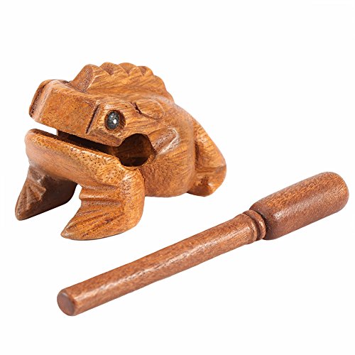 Traditionelles Thailändisches Kunsthandwerk aus Holz, Glücklicher Frosch, Krächzendes Musikinstrument, Heimbüro-Dekoration für Glück und Reichtum (Nr. 2 8,8 cm) von Tomvorks