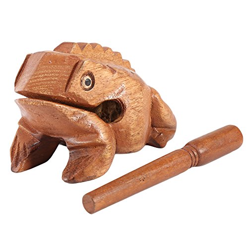 Traditionelles Thailändisches Kunsthandwerk aus Holz, Glücklicher Frosch, Krächzendes Musikinstrument, Heimbüro-Dekoration für Glück und Reichtum (Nr. 5 15,6 cm) von Tomvorks