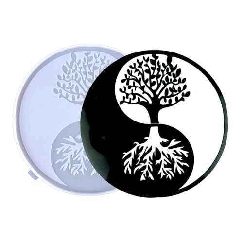 Tone Fun Yin Yang Acht Diagramme Baum des Lebens Form Epoxidharz Gießset für Wandbehang Fenster Tür Dekor, DIY Home Office Dekorationen, Partyzubehör (25,6 x 25,6 x 1 cm) von Tone Fun