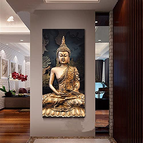 TongDaZhuangShi Leinwand Wandkunst Religiöses Buddha Porträt Gemälde Poster und Drucke Gang Büro Dekorationen Gemälde 45x90cm Rahmenlos von TongDaZhuangShi