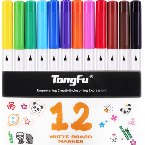 TongFu Kids Whiteboard Marker, 12 Farben Whiteboard Stift für, Fine Tip Folienstift Abwischbar und Dry Wipe Markers für, Mini Abwischbare Stifte für, Zeichnung, Künstler von TongFu