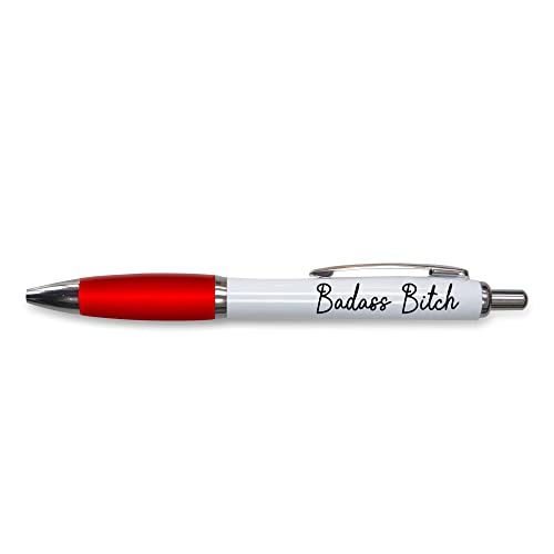 Tongue in Peach Lustiger Push-Pen Geschenk – Kugelschreiber – Badass B*tch – lustiges Bürogeschenk – lustiges Witz-Schreibwaren – rot – PP157 von Tongue in Peach