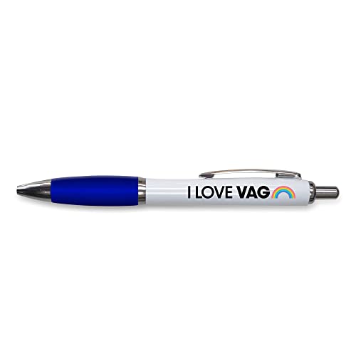 Tongue in Peach Lustiger Push-Pen Geschenk | Kugelschreiber | I Love V | lustiges Witz-Schreibwaren, Blau – PP149 von Tongue in Peach