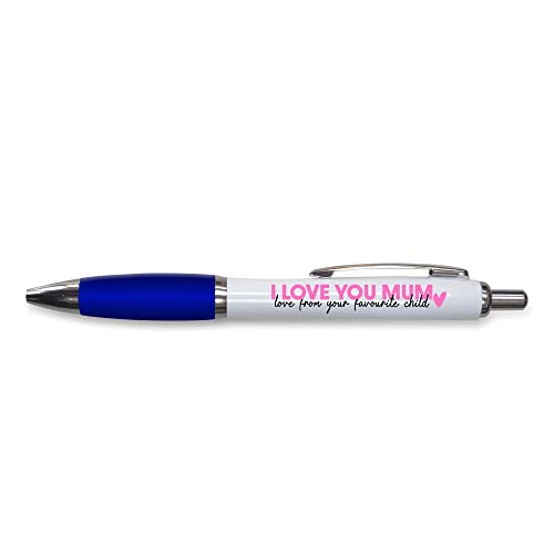 Tongue in Peach Lustiger Push-Pen Geschenk | Kugelschreiber | I Love You Mum | Lustiges Witz-Schreibwaren, Blau – PP146 von Tongue in Peach