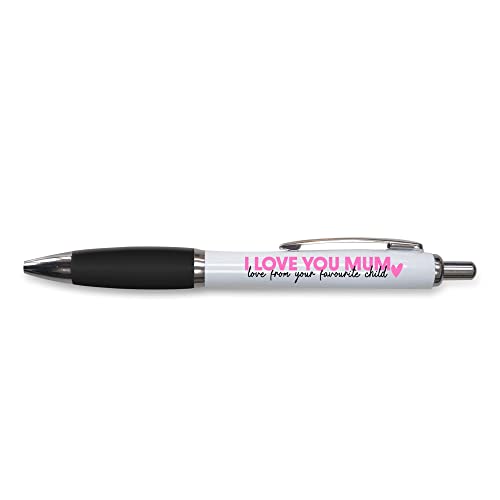 Tongue in Peach Lustiger Push-Pen Geschenk | Kugelschreiber | I Love You Mum | Lustiges Witz-Schreibwaren | Schwarz – PP146 von Tongue in Peach