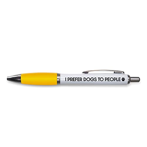 Tongue in Peach Lustiger Push-Pen Geschenk – Kugelschreiber – I Prefer Dogs To People – Geschenke für Hundeliebhaber – Lustiger Witz-Schreibwaren – Hunde-Stift – Gelb – PP150 von Tongue in Peach