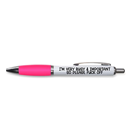 Tongue in Peach Lustiger Push-Pen Geschenk | Kugelschreiber | I'm very busy and important so please f off | Lustiges Witz-Schreibwaren, Pink – PP141 von Tongue in Peach